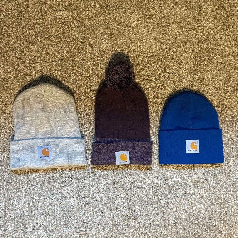 Carhartt Beanie Set - Gray, Brown, Blue